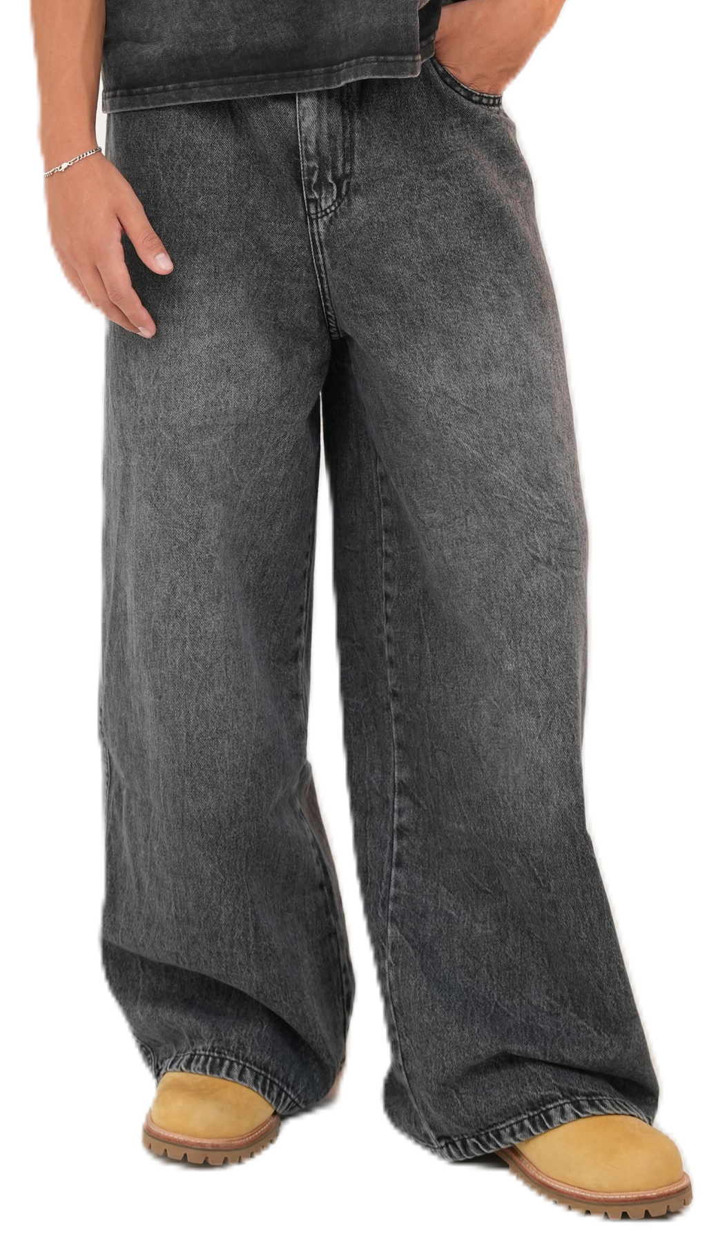 Wide leg grey denim (male cut)
