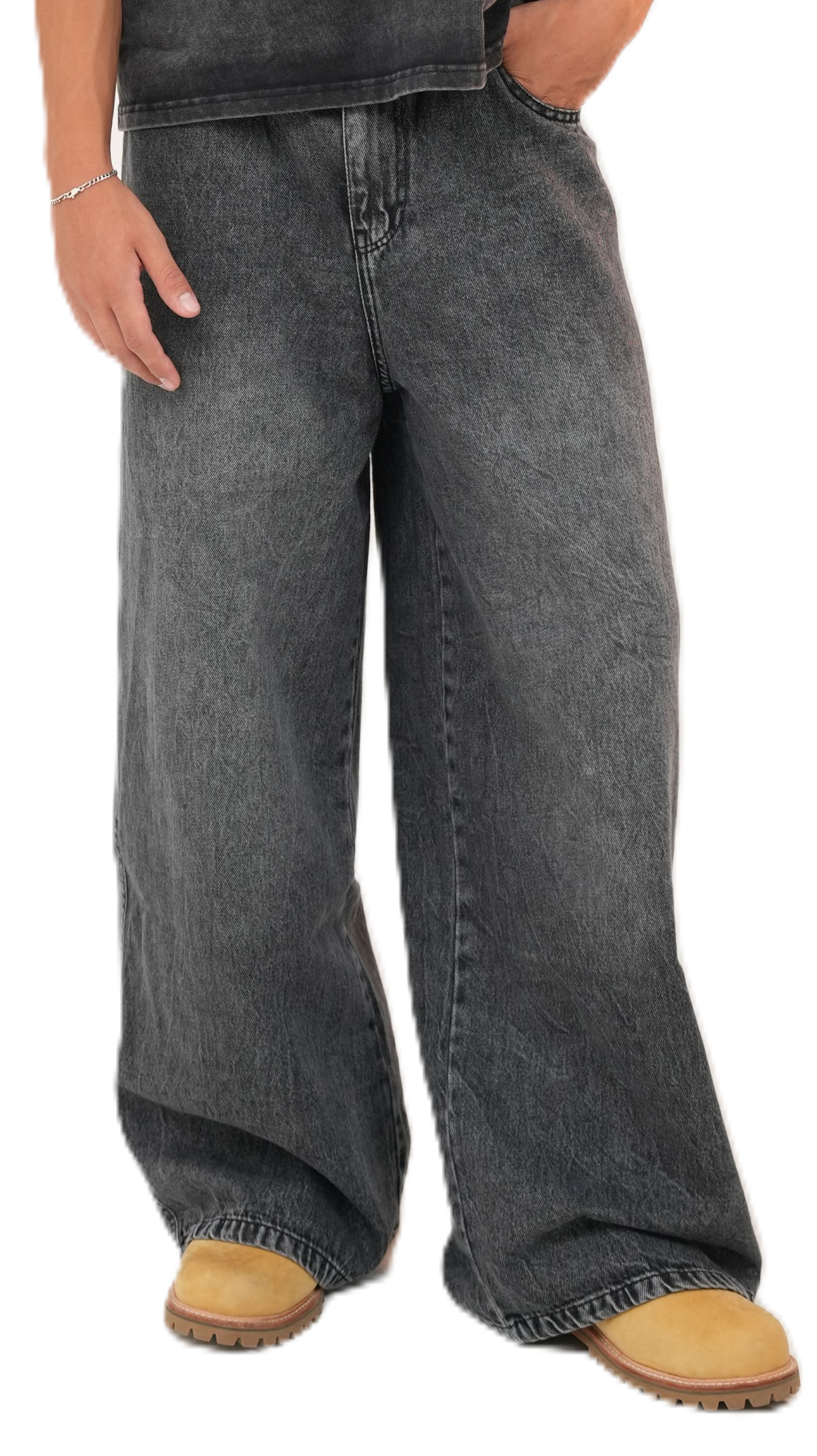 Wide leg grey denim (male cut)
