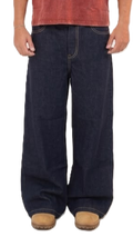 Stitched raw denim