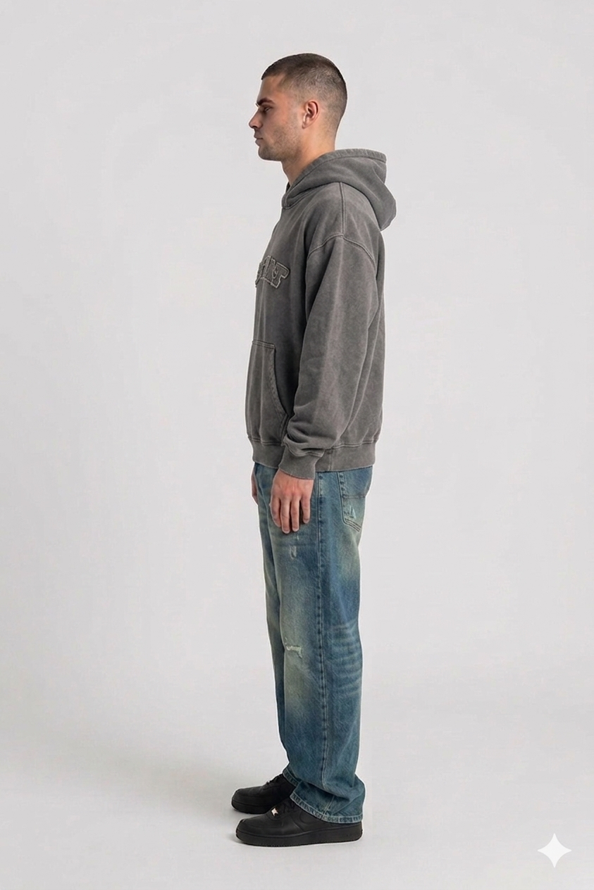 Vintage Washed Grey Hoodie